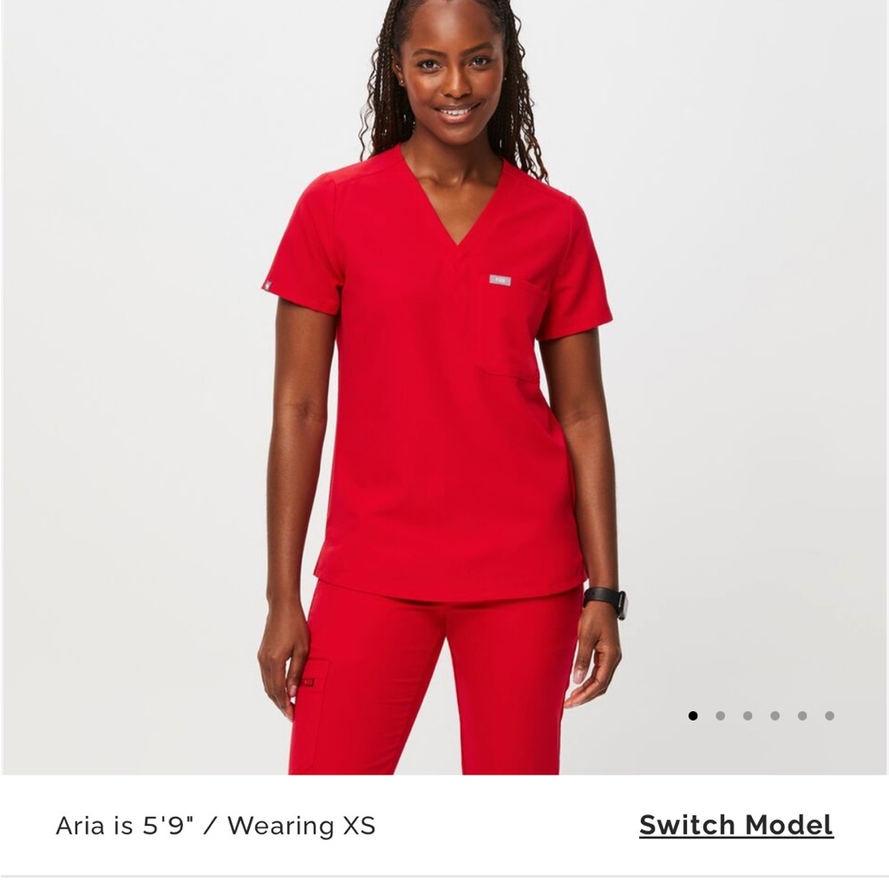 FIGS pop red scrubs. Size Medium for top and bottoms.